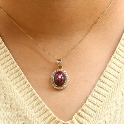 Yellow Vintage Design Ruby Star Pendant 14K Gold