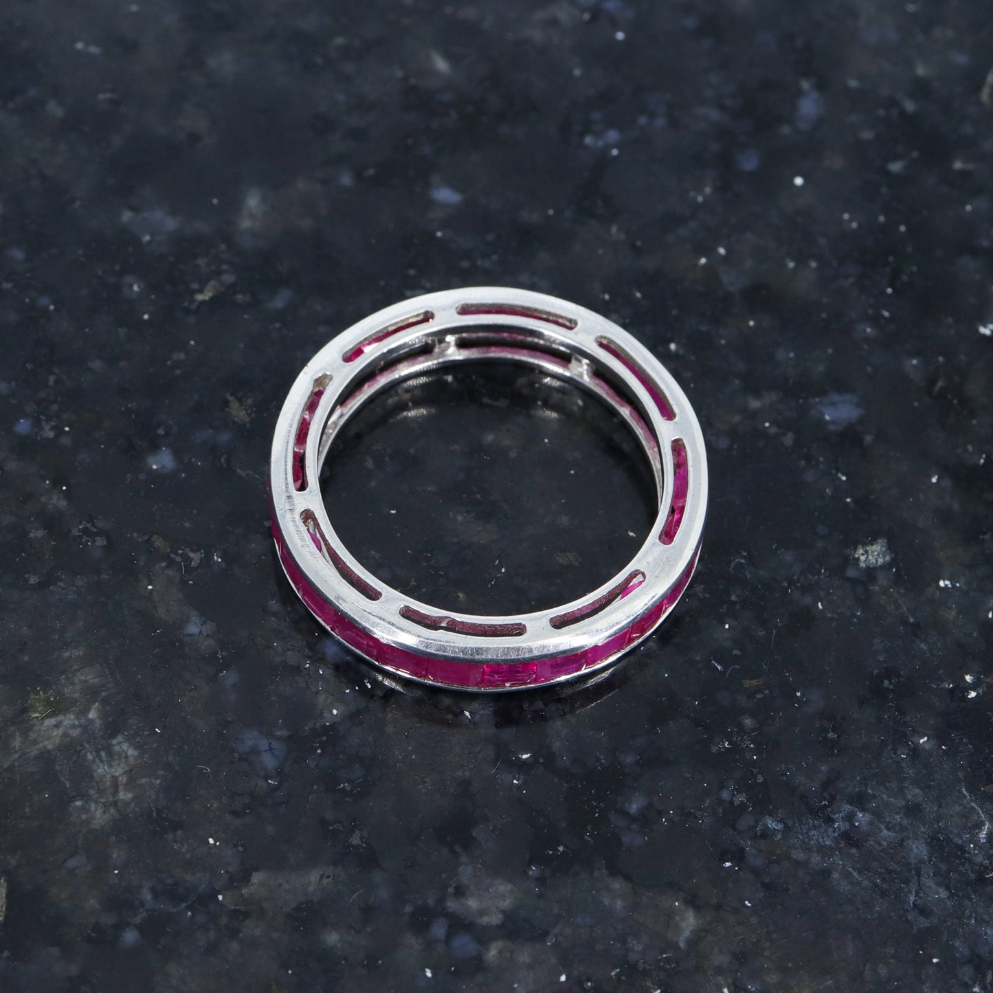 Full Eternity Band Ruby Ring Silver