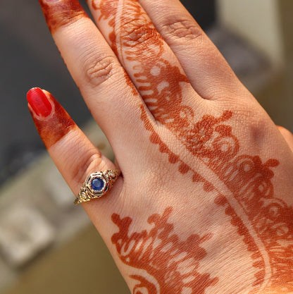 Vintage Blue Sapphire Ring Gold