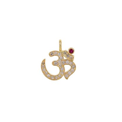 Om Yoga Charm Pendant 14K Gold