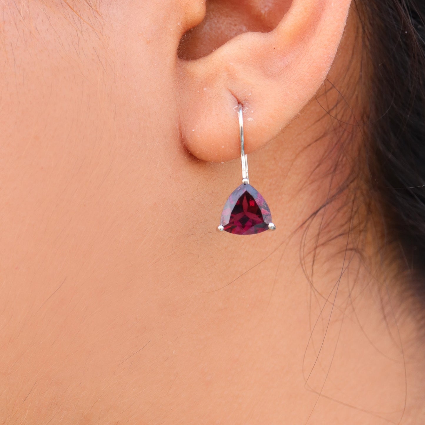 Rhodolite Drop Earring 14K Gold