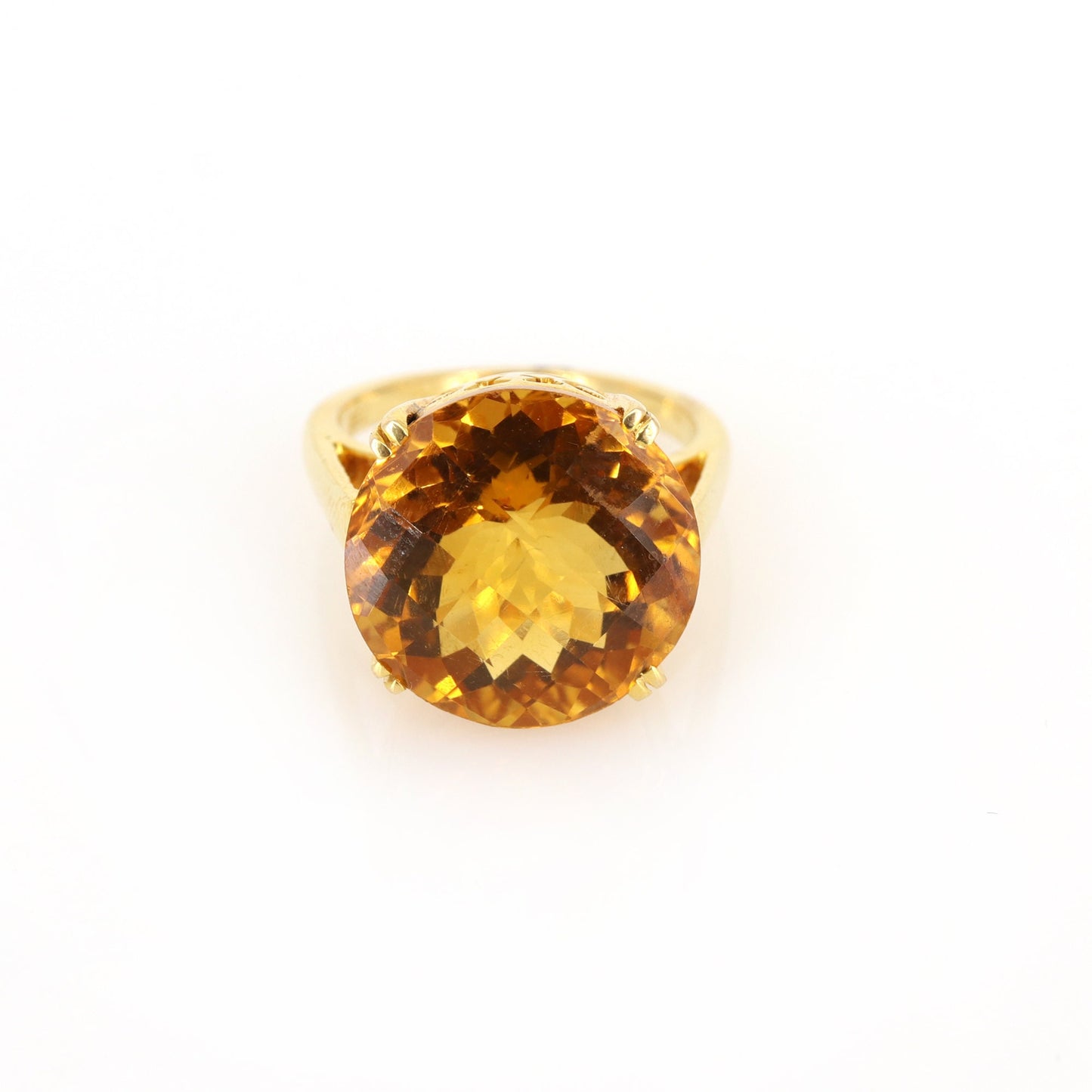 10 Big Size Citrine Gemstone Ring 18K Gold