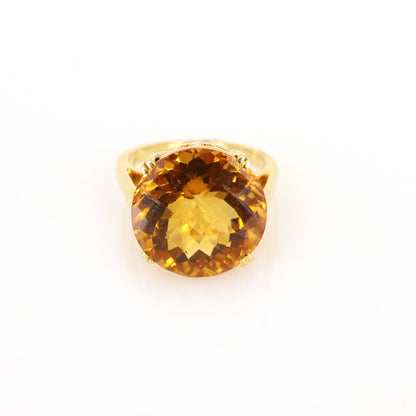 10 Big Size Citrine Gemstone Ring 18K Gold