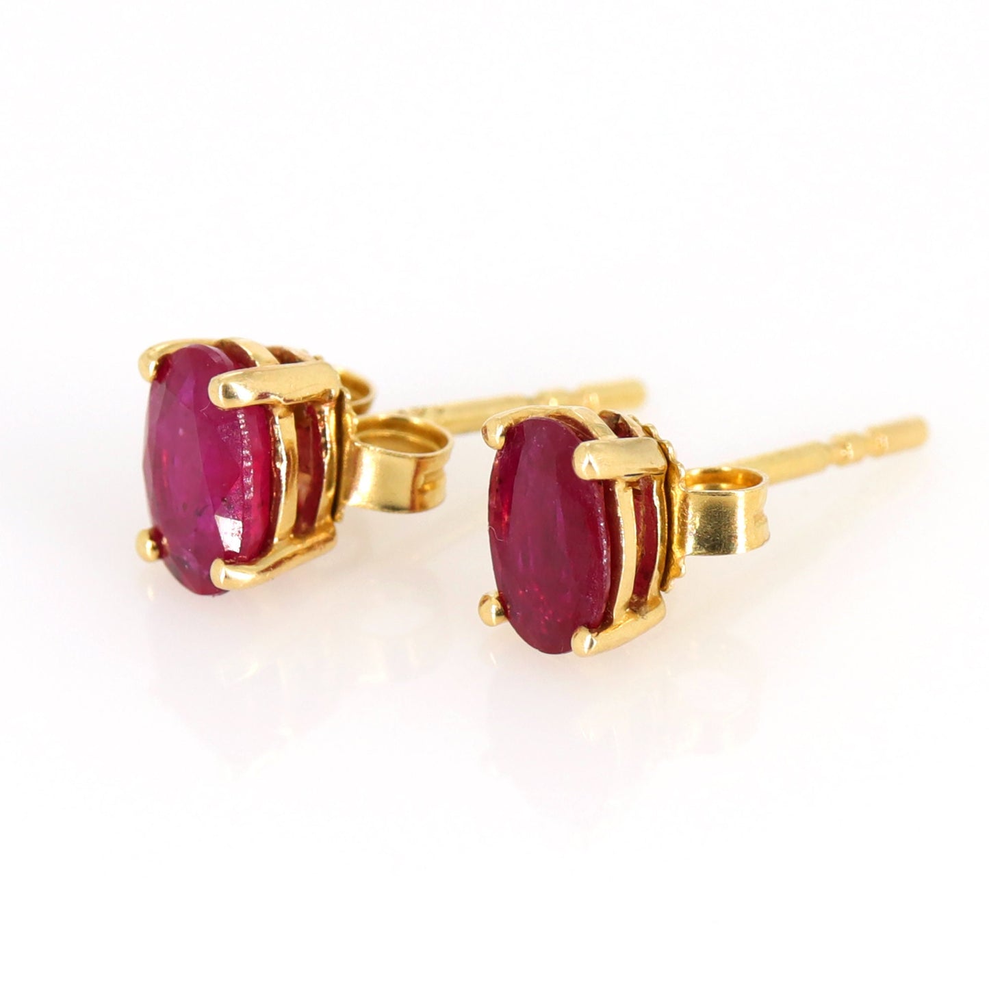 Simple Ruby Stud Earring 14K Gold