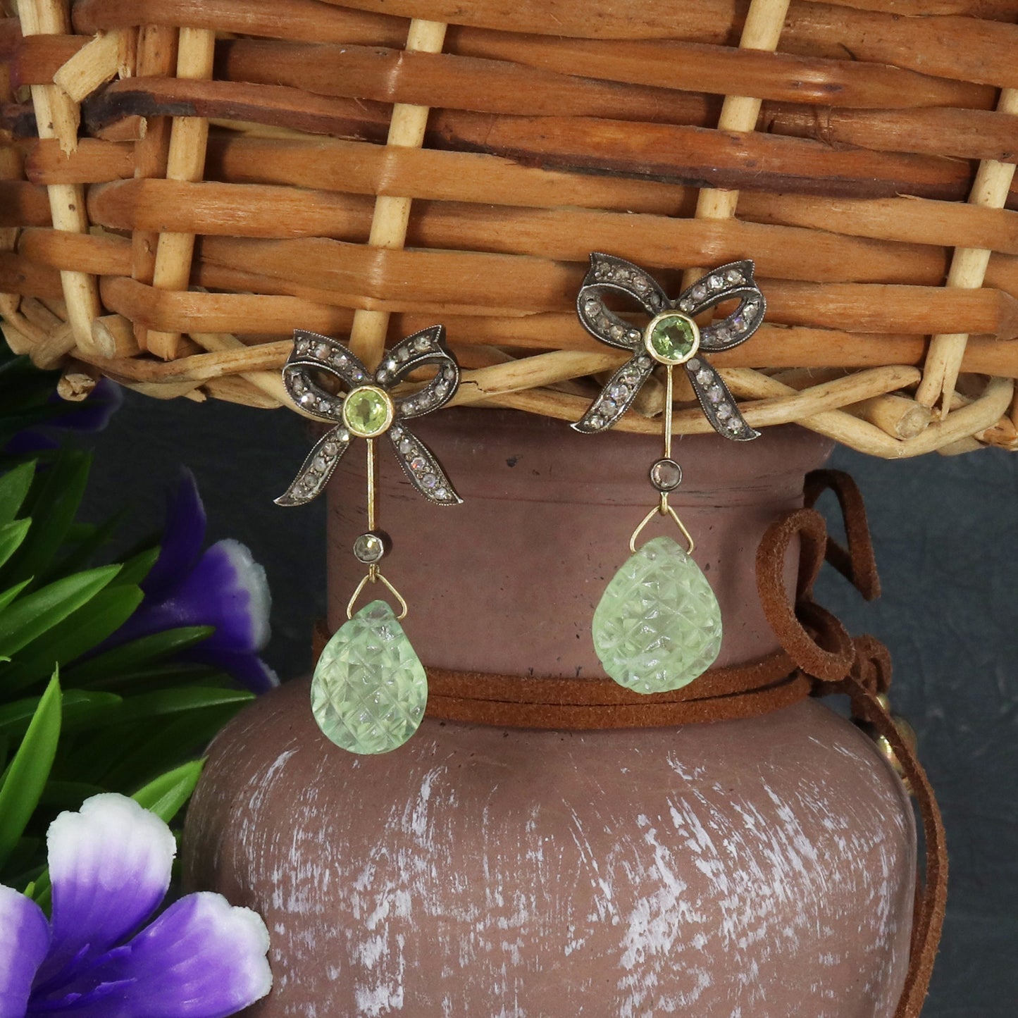 Aquamarine Green Tourmaline Earring