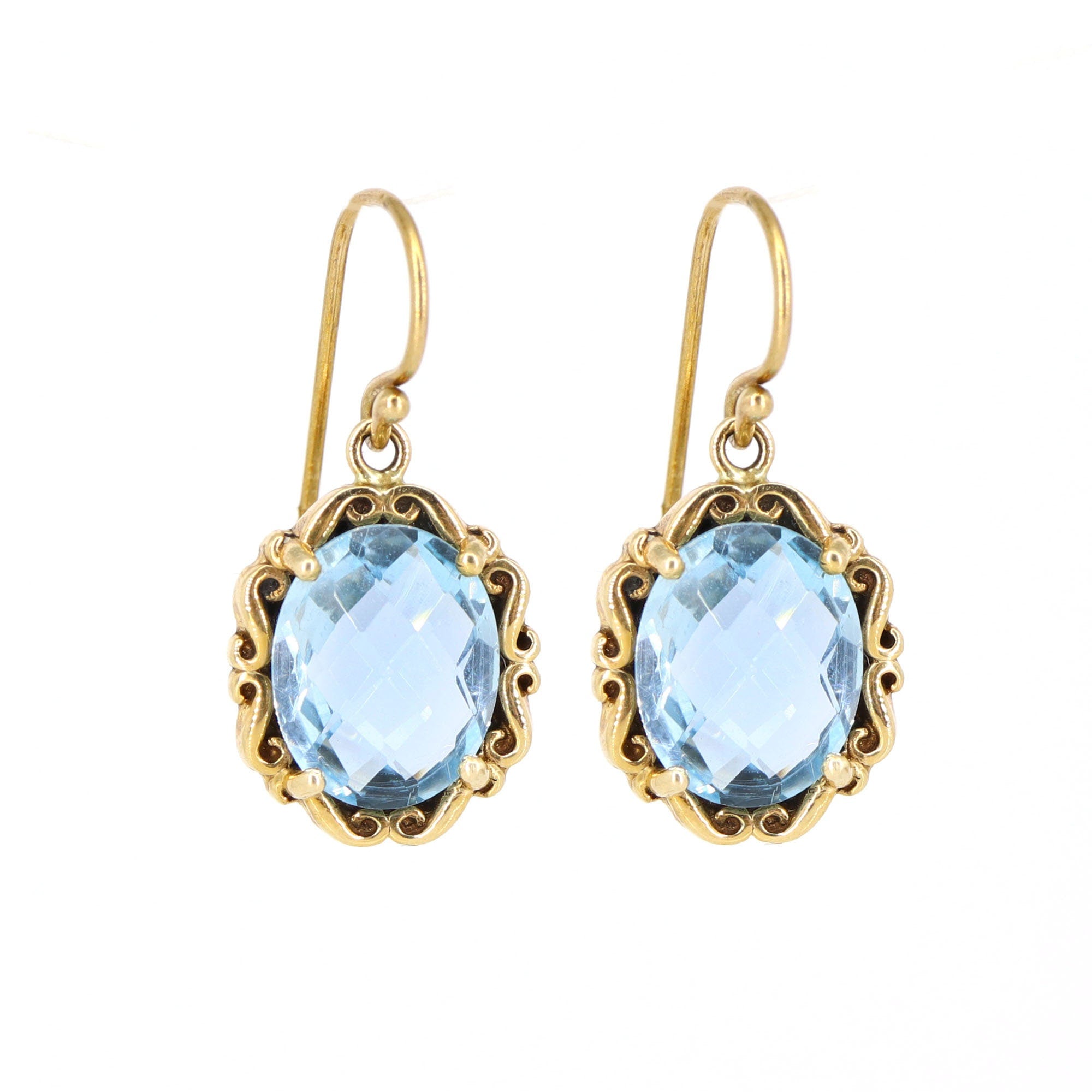 Rare Vintage Blue Topaz Jewel Drop Earring Gold