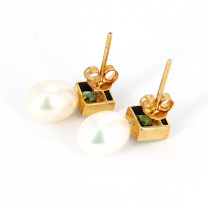 Amethyst/Peridot/Garnet Pearl Drop Earring Gold