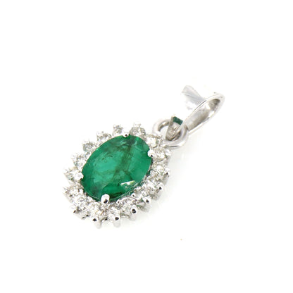 Oval Cut Emerald Pendant 18K Gold