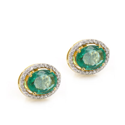 Halo Emerald Earring 18K Gold