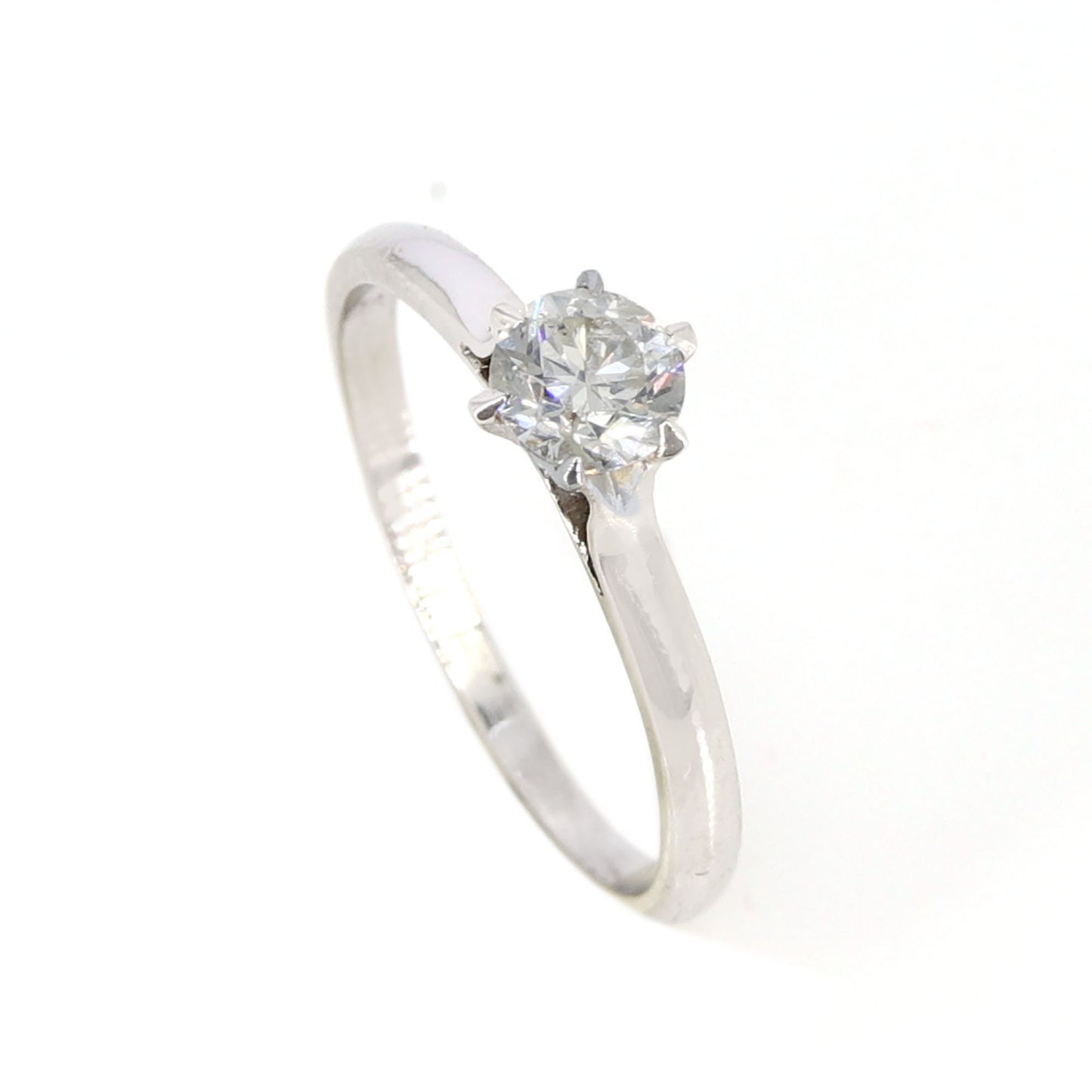 0.35 . White Minimalist Solitaire / Anniversary / Solitaire Wedding Ring 18K Gold