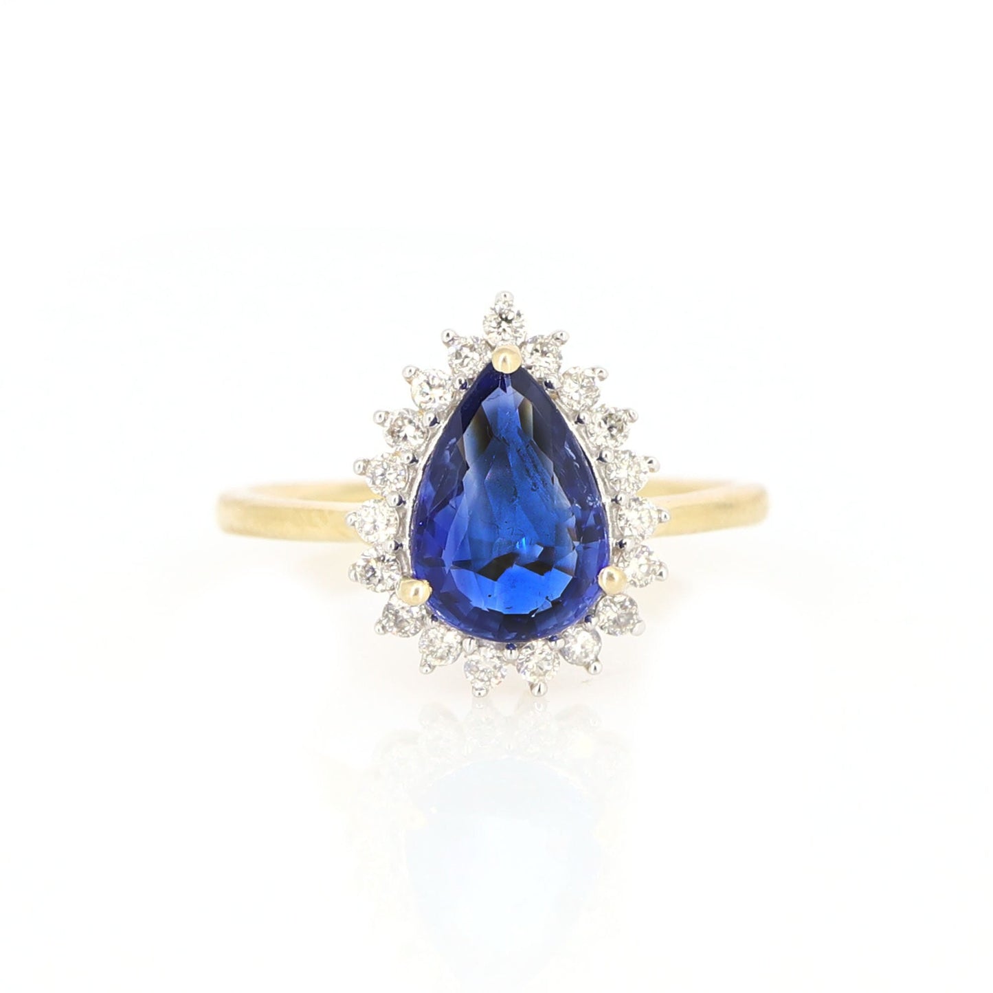 Yellow Blue Sapphire Engagement Ring 14K Gold