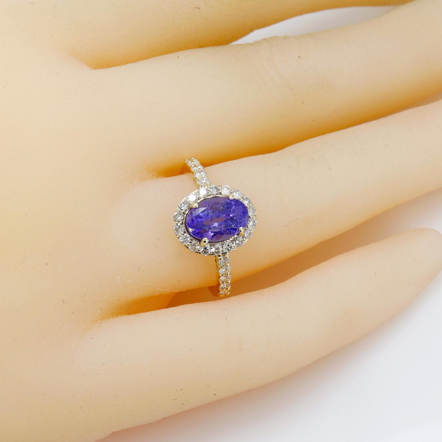 Deep Blue Tanzanite & Setted Yellow / Proposal Ring 14K Gold
