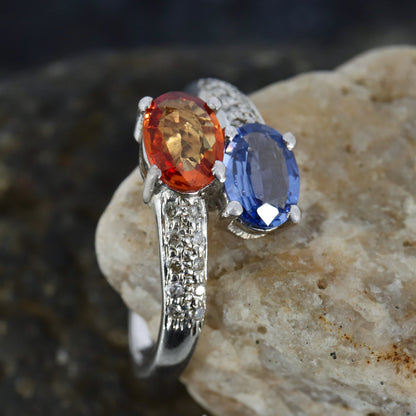 Oval Cut Multi Sapphire & Ring Silver