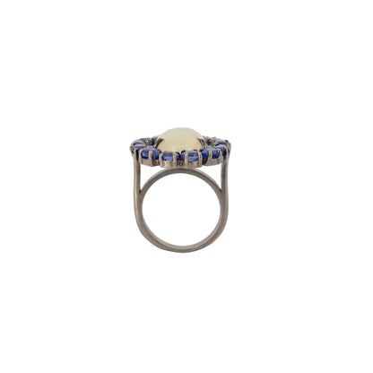 Kyanite & White Opal Ring