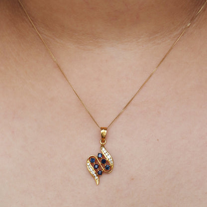 Blue Sapphire Pendant 18K Gold