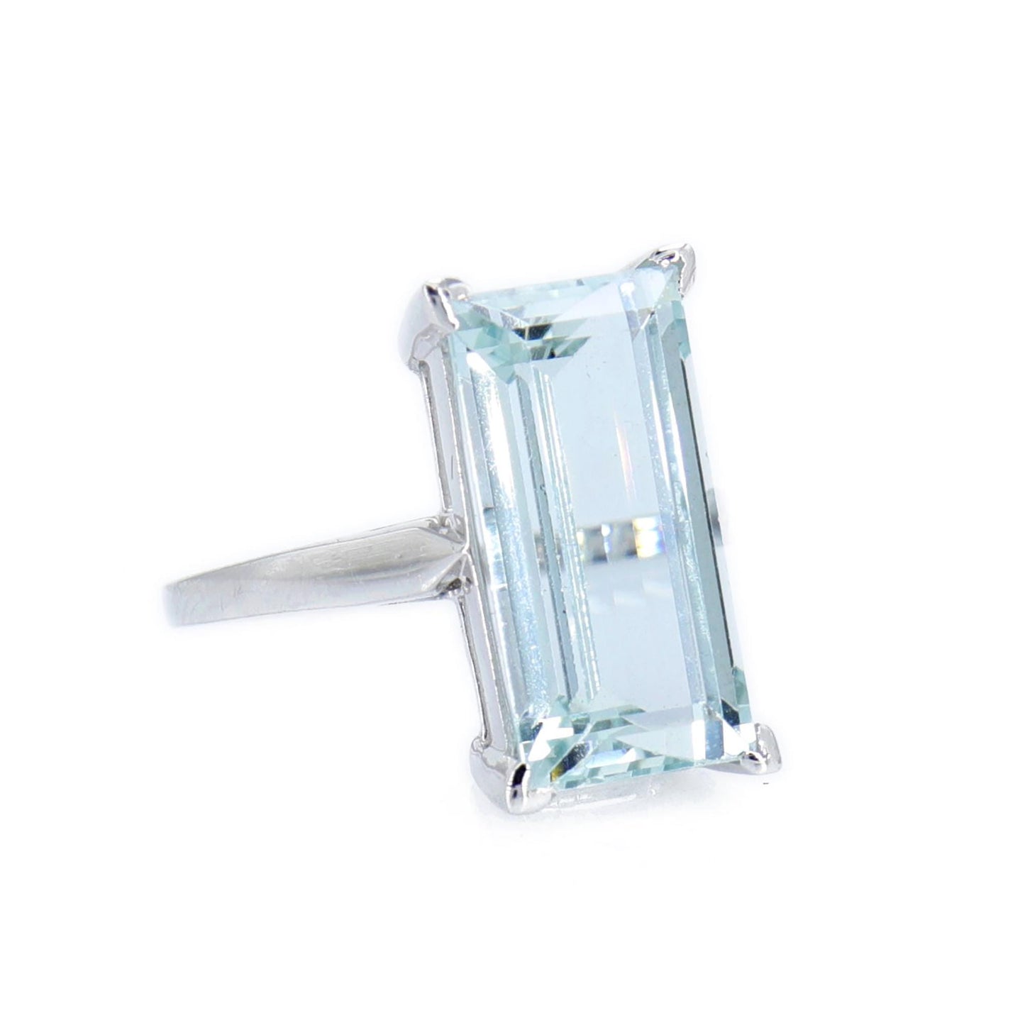 Aquamarine White Ring 14K Gold