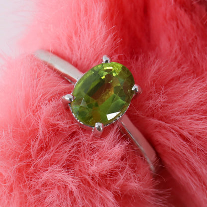 Oval Peridot Sterling Ring Silver