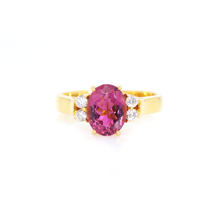 Dark Pink Tourmaline Ring 18K Gold