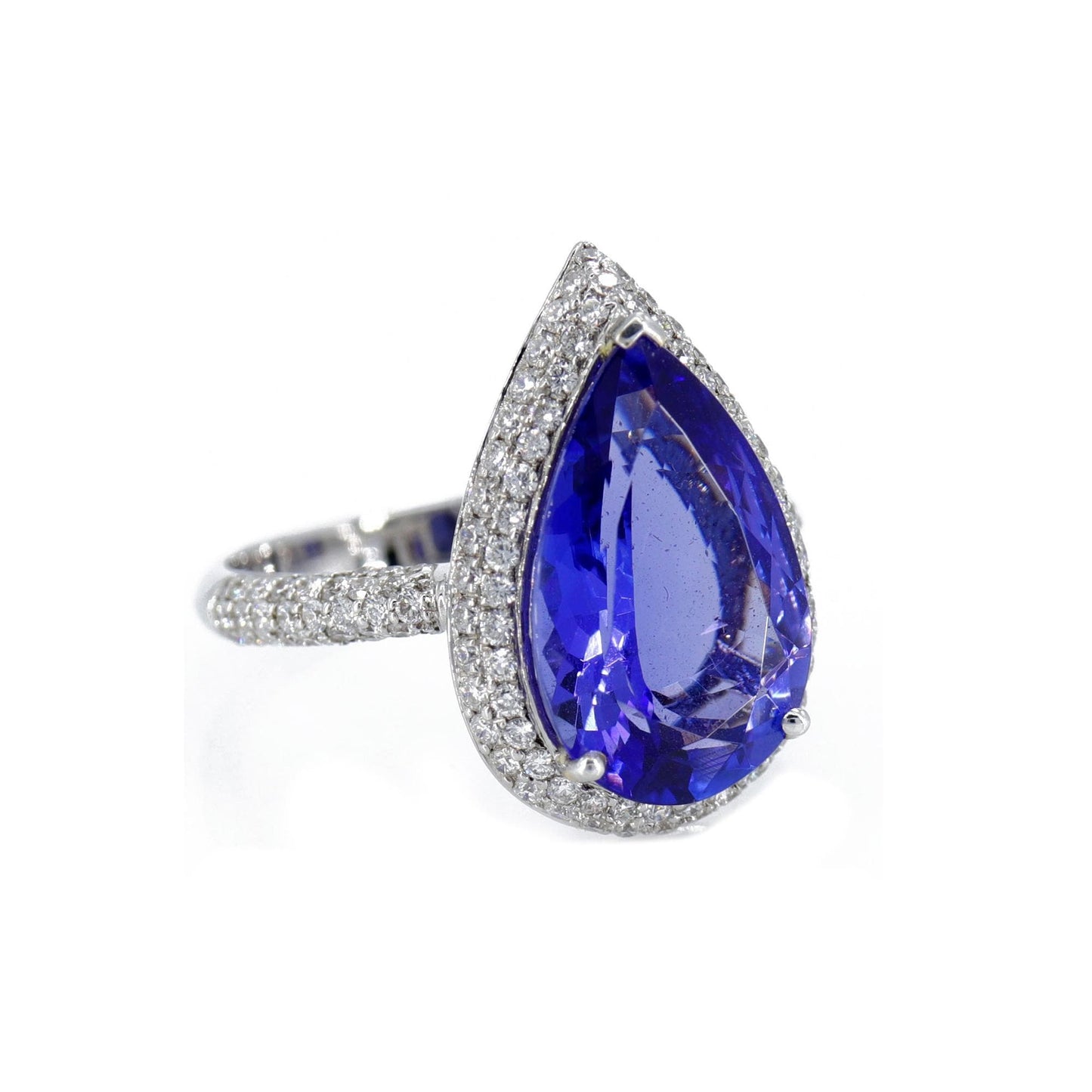 Art Deco White Halo Tanzanite Engagement Ring 14K Gold
