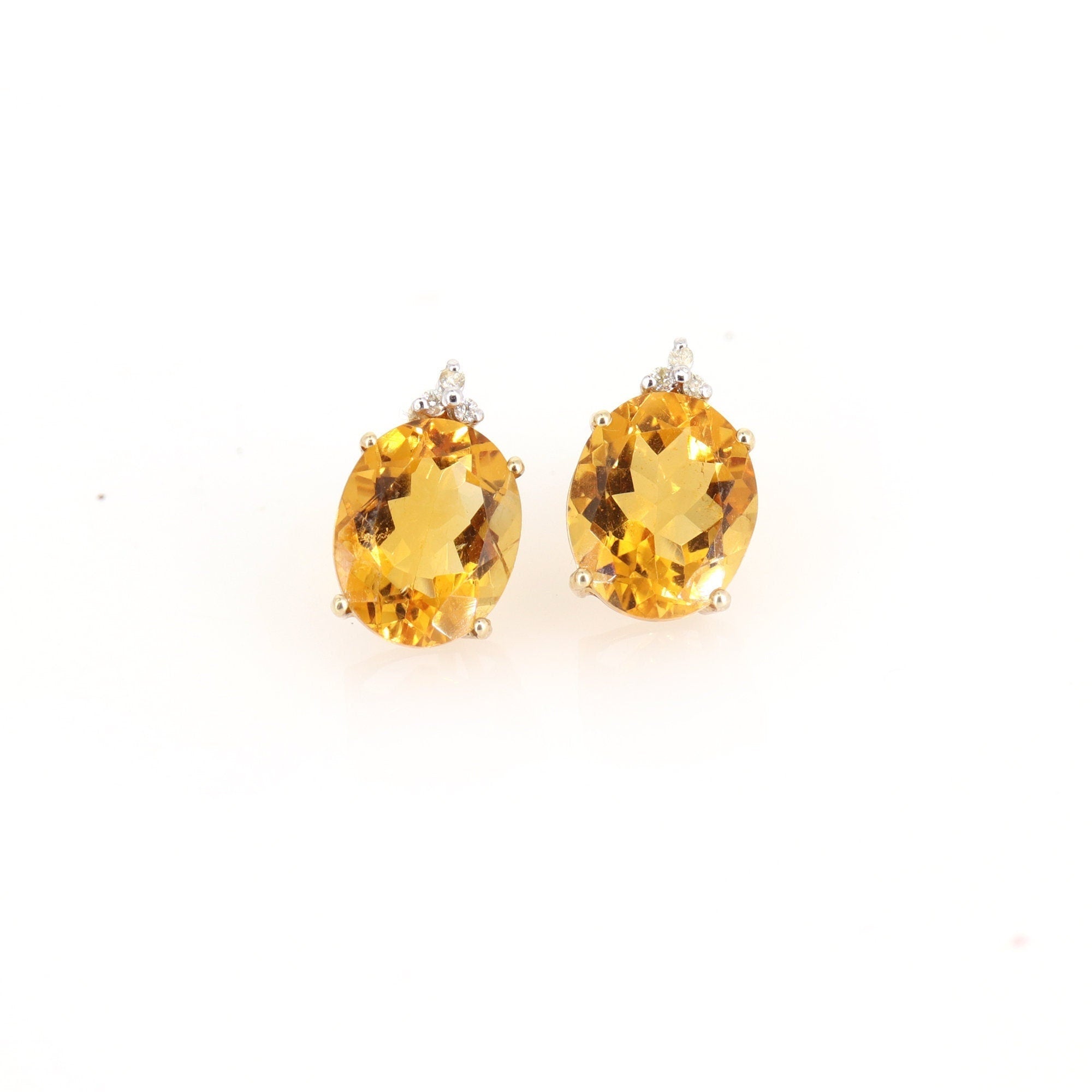 Citrine Stud Earring 14K Gold