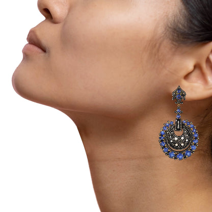 Round Shape Blue Kyanite Earring