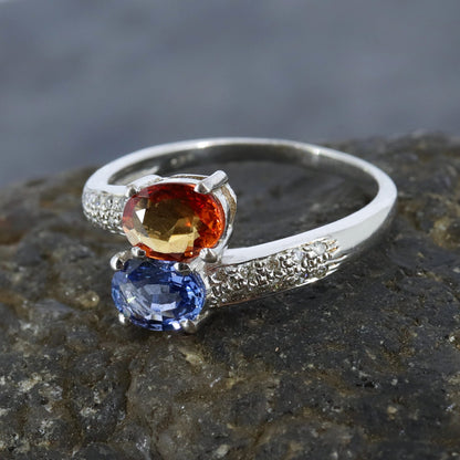 Oval Cut Multi Sapphire & Ring Silver