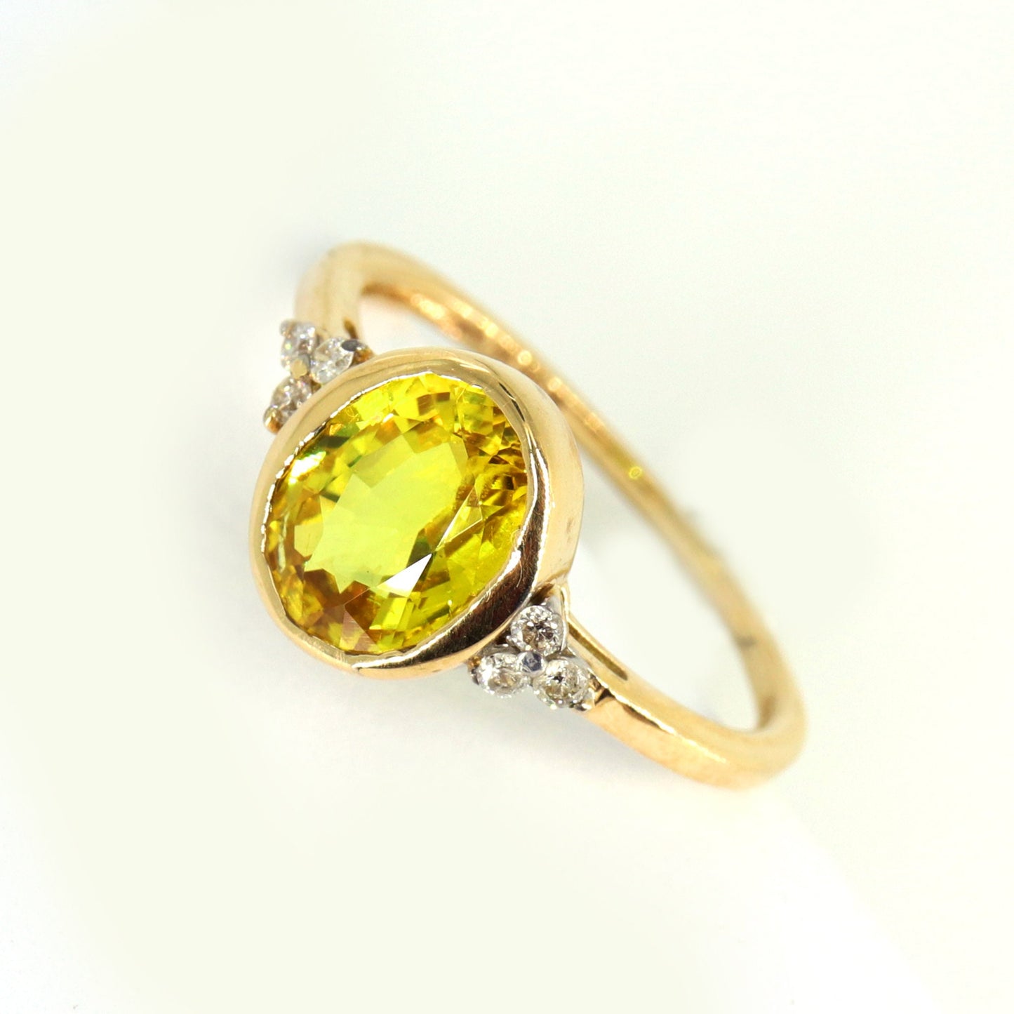 Oval Cut Yellow Sapphire & Ring 14K Gold