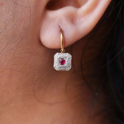 Red Ruby & Earring Gold