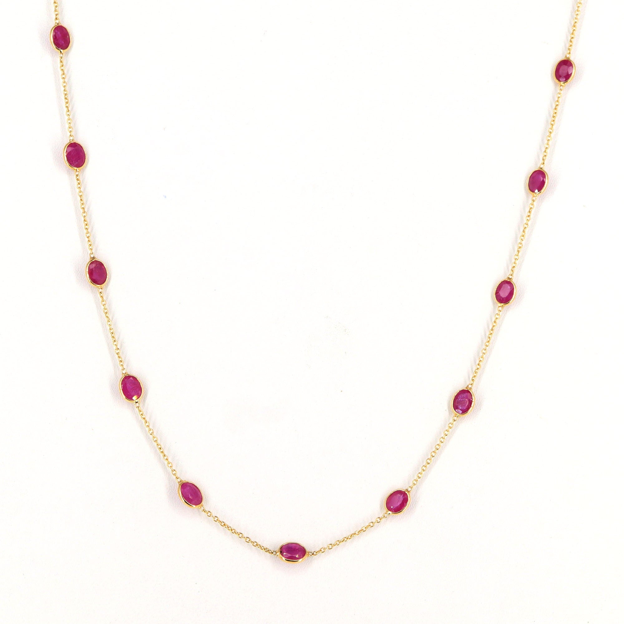 Handmade Ruby Chain: Delicate Gemstone Necklace 18K Gold