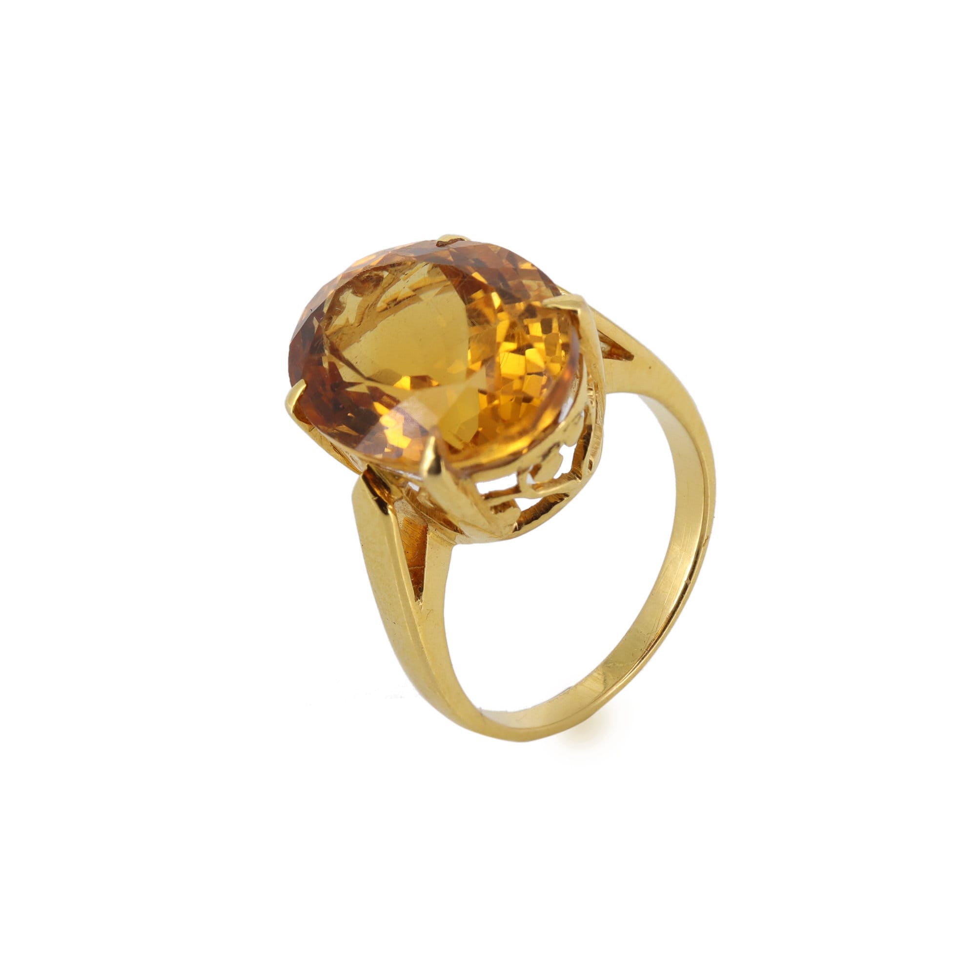 Yellow Jewelry Golden Topaz Gemstone Ring 18K Gold