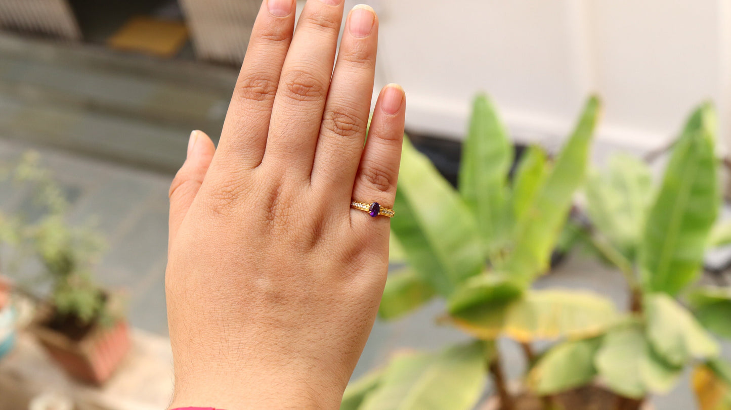 Nice Dark Amethyst Ring 18K Gold