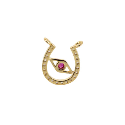 10X11Mm Horseshoe Charm Horseshoe Charm Ruby Evil Eye Horseshoe Charm Bracelet 14K Gold