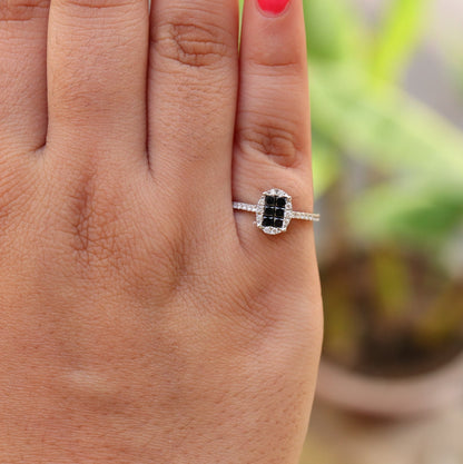 Black Engagement Ring 18K Gold