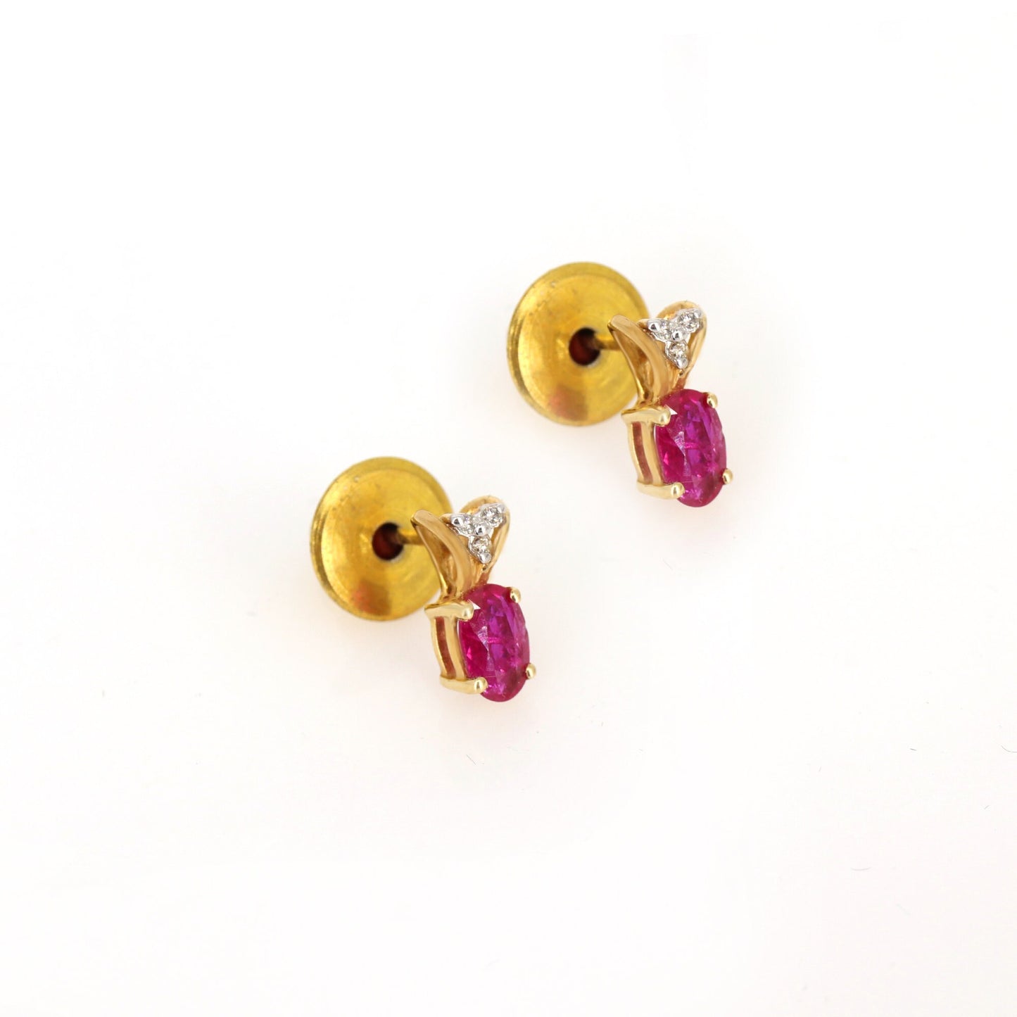 Dainty Ruby Stud Earring 14K Gold