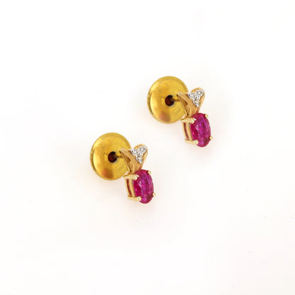 Dainty Ruby Stud Earring 14K Gold