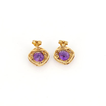 Amethyst Stud Earring 14K Gold
