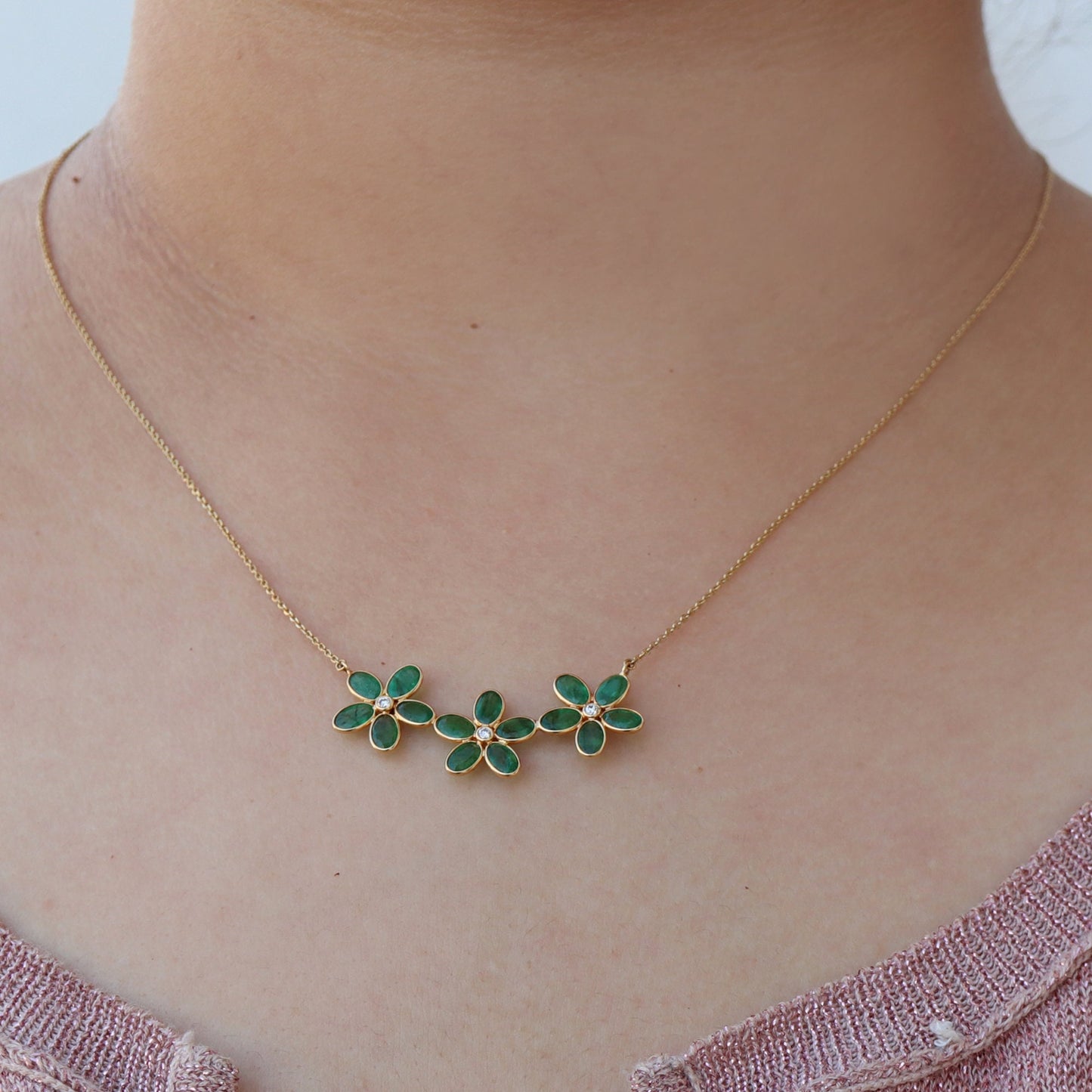 Yellow Emerald Necklace 18K Gold