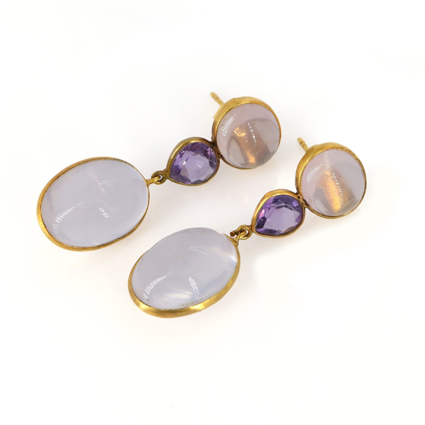 Rose Quartz Stone Earring 18K Gold