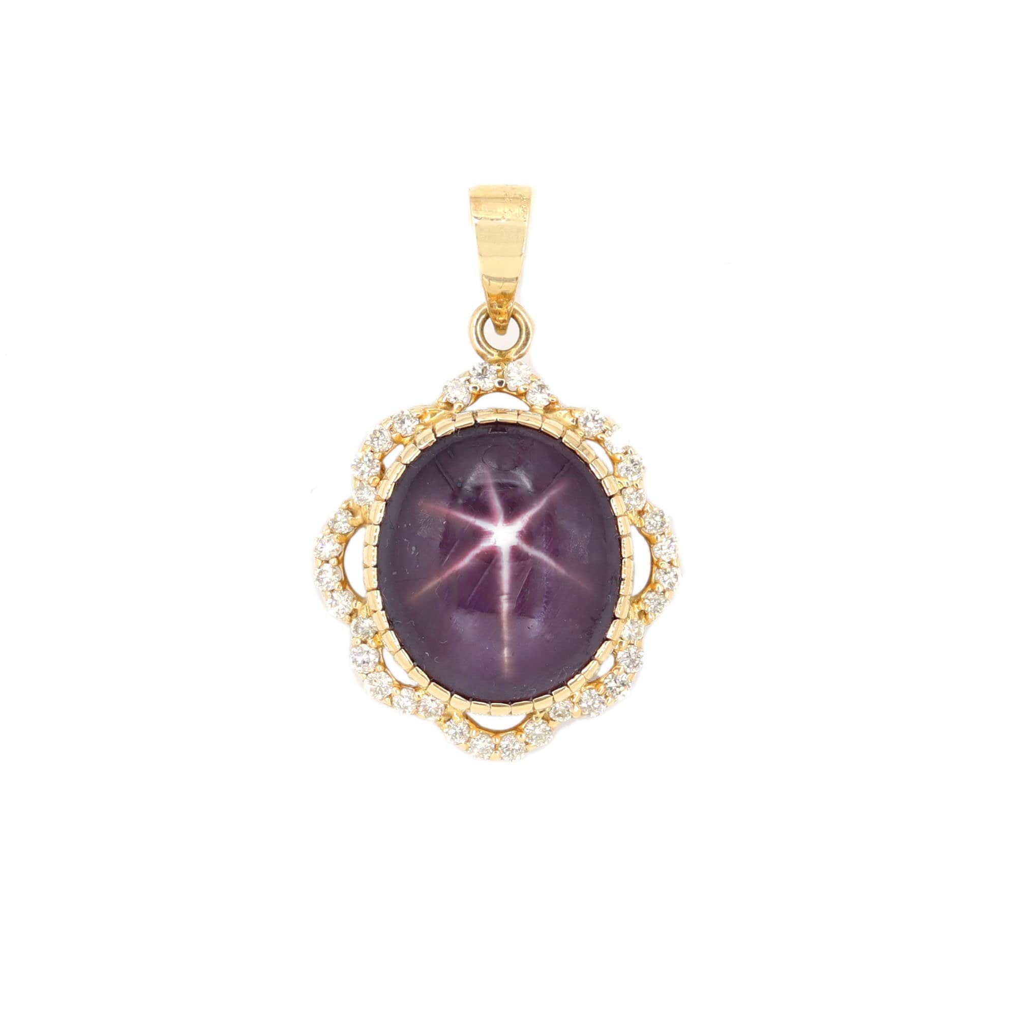 Antique Style Yellow Star Ruby Pendant 14K Gold