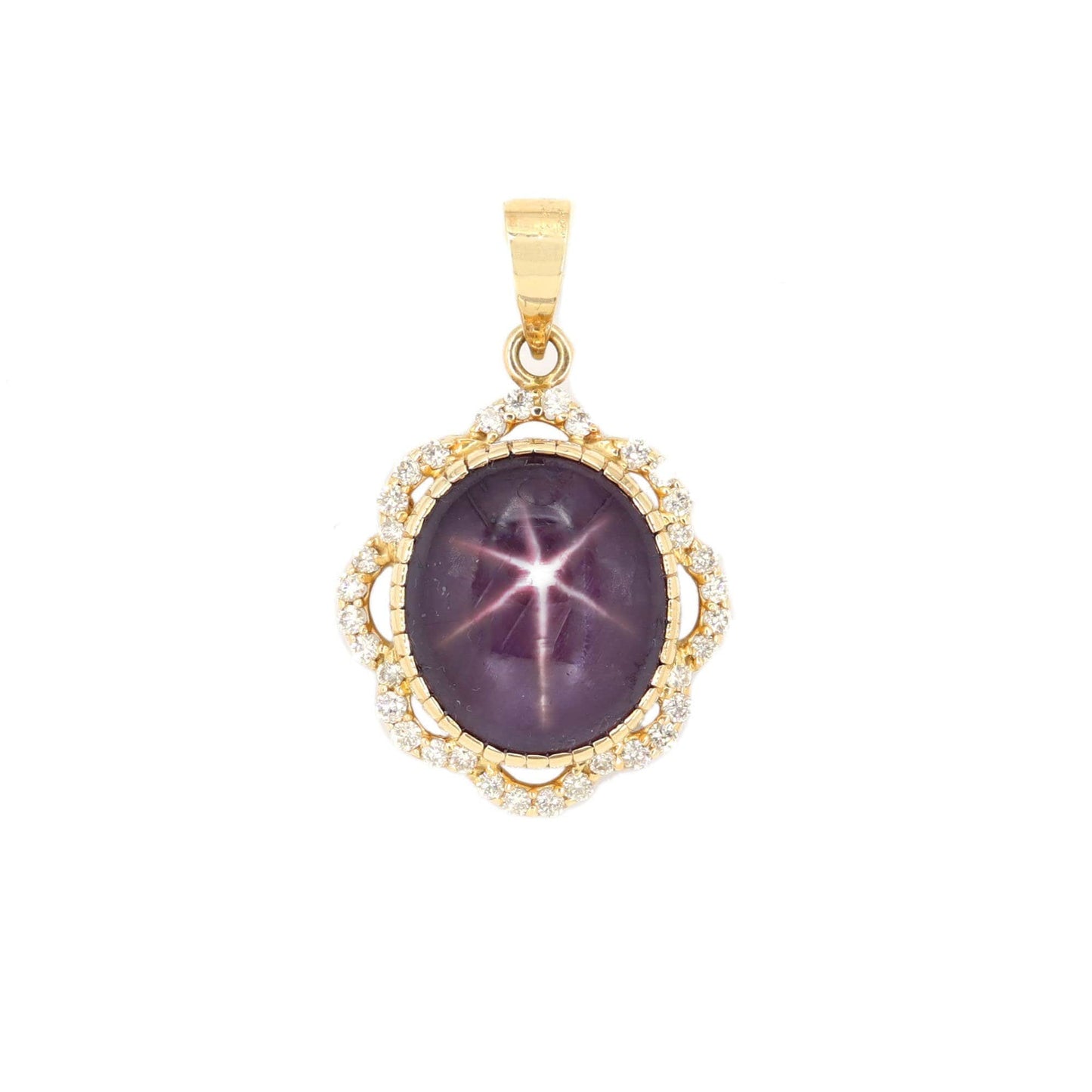 Antique Style Yellow Star Ruby Pendant 14K Gold
