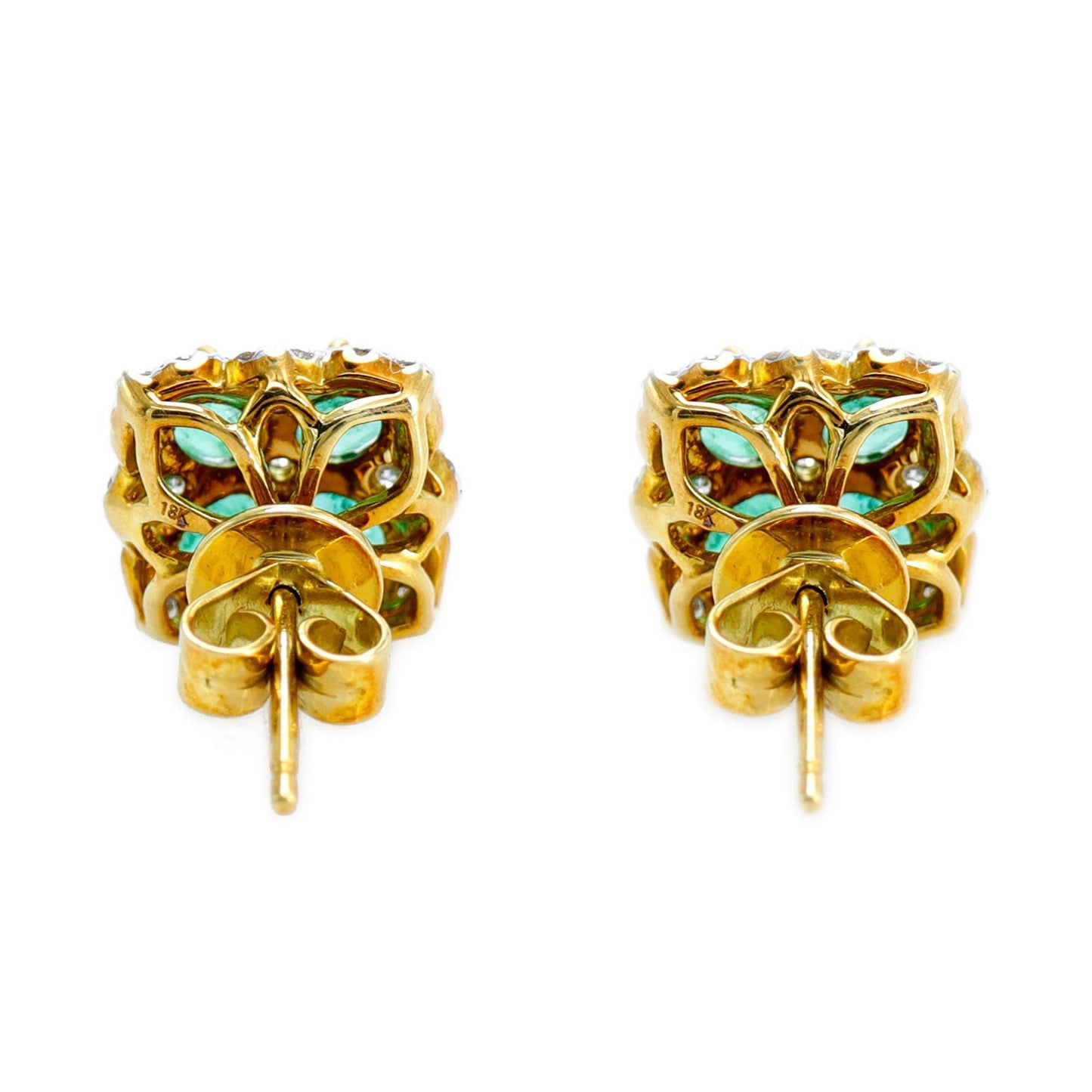 Oval Shape Emerald Stone Earring 18K Gold