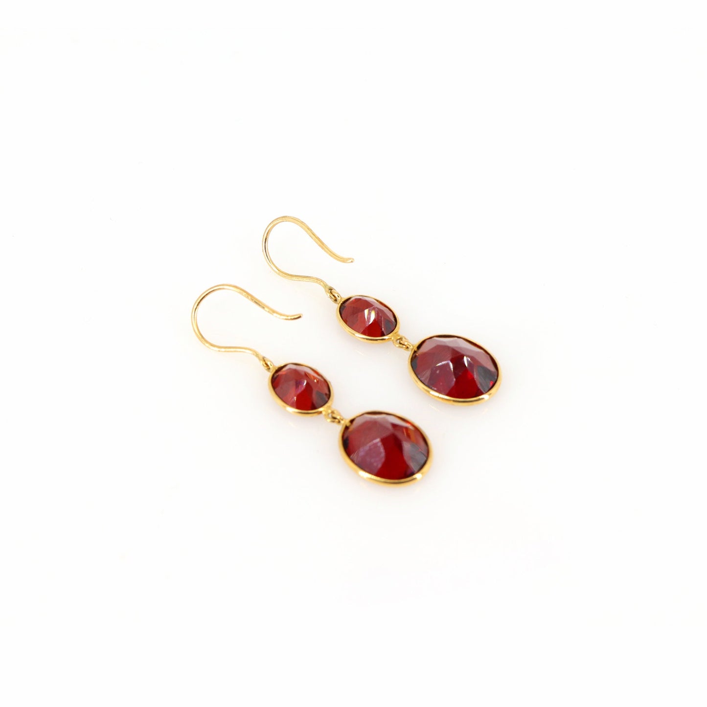 Garnet Drop Earring 18K Gold