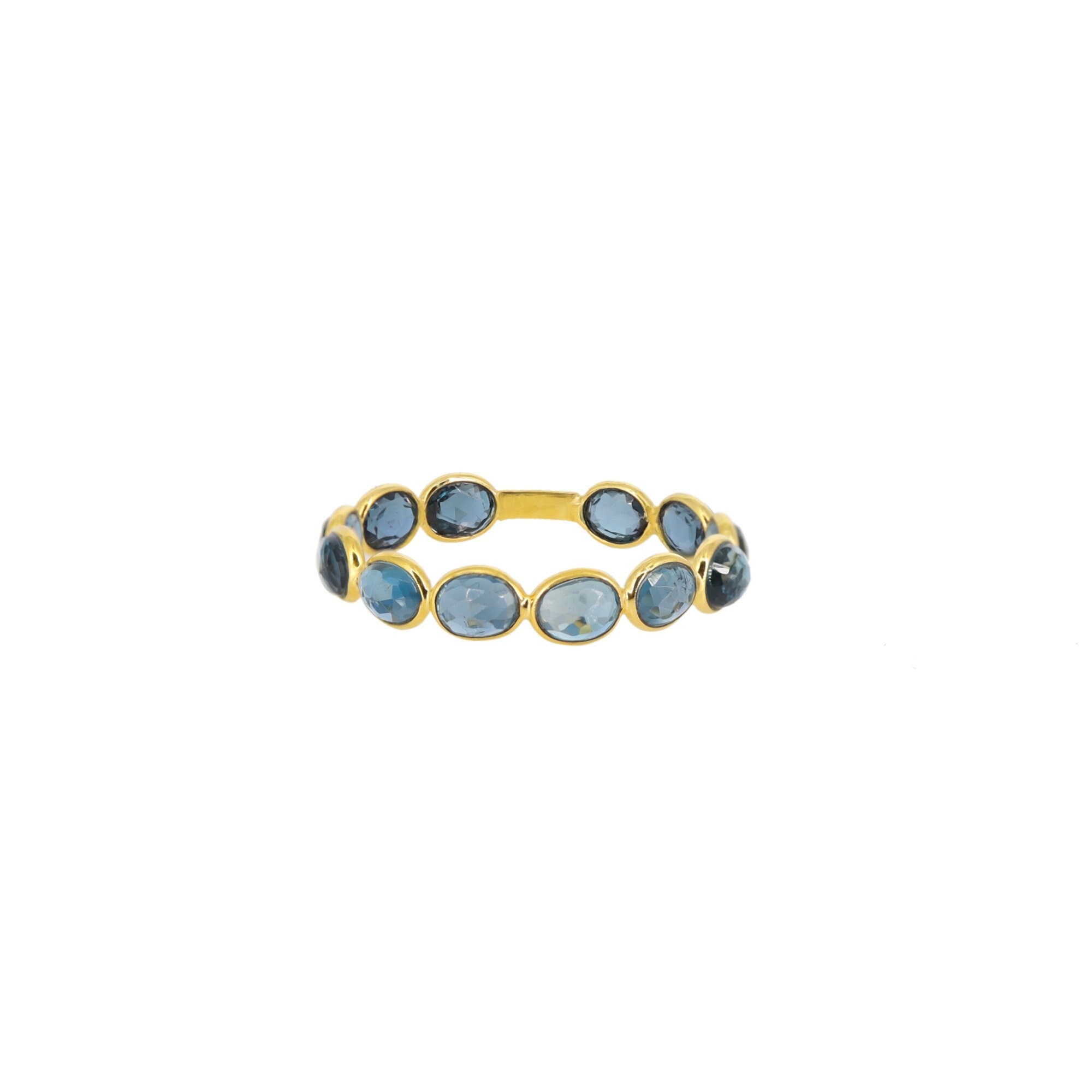 London Blue Topaz Semi Precious Stone Band Ring