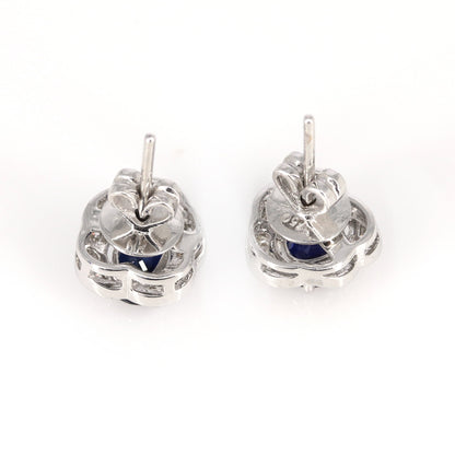 Ceylon Blue Sapphire Stud Earring 18K Gold