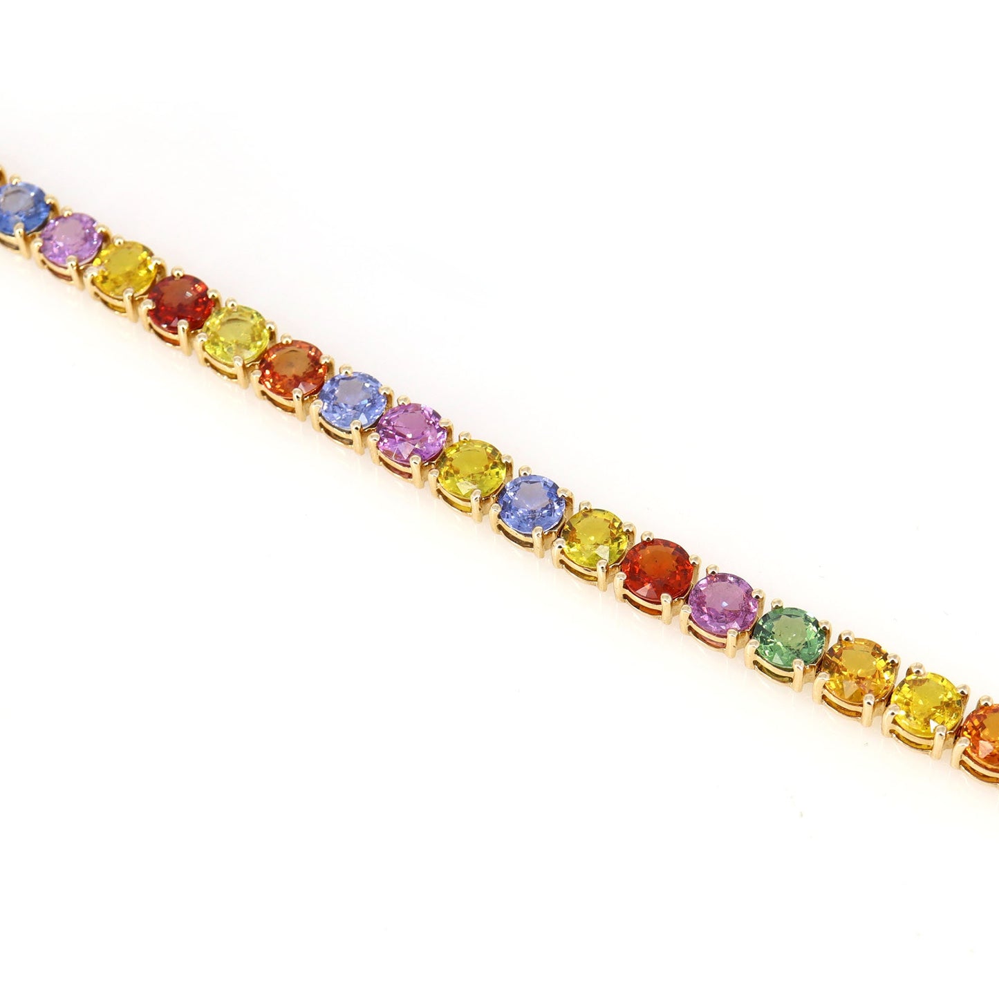 Rainbow Sapphire Prong Tennis Bracelet 14K Gold