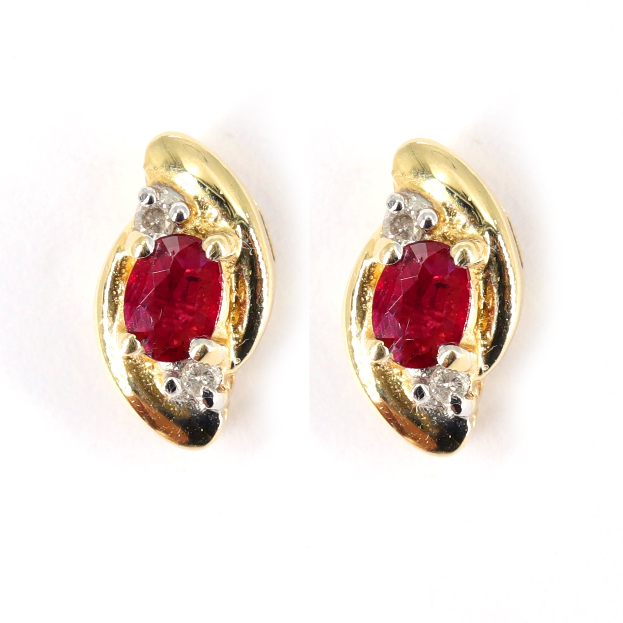 Estate New Yellow .29Ct Ruby Earring 14K Gold
