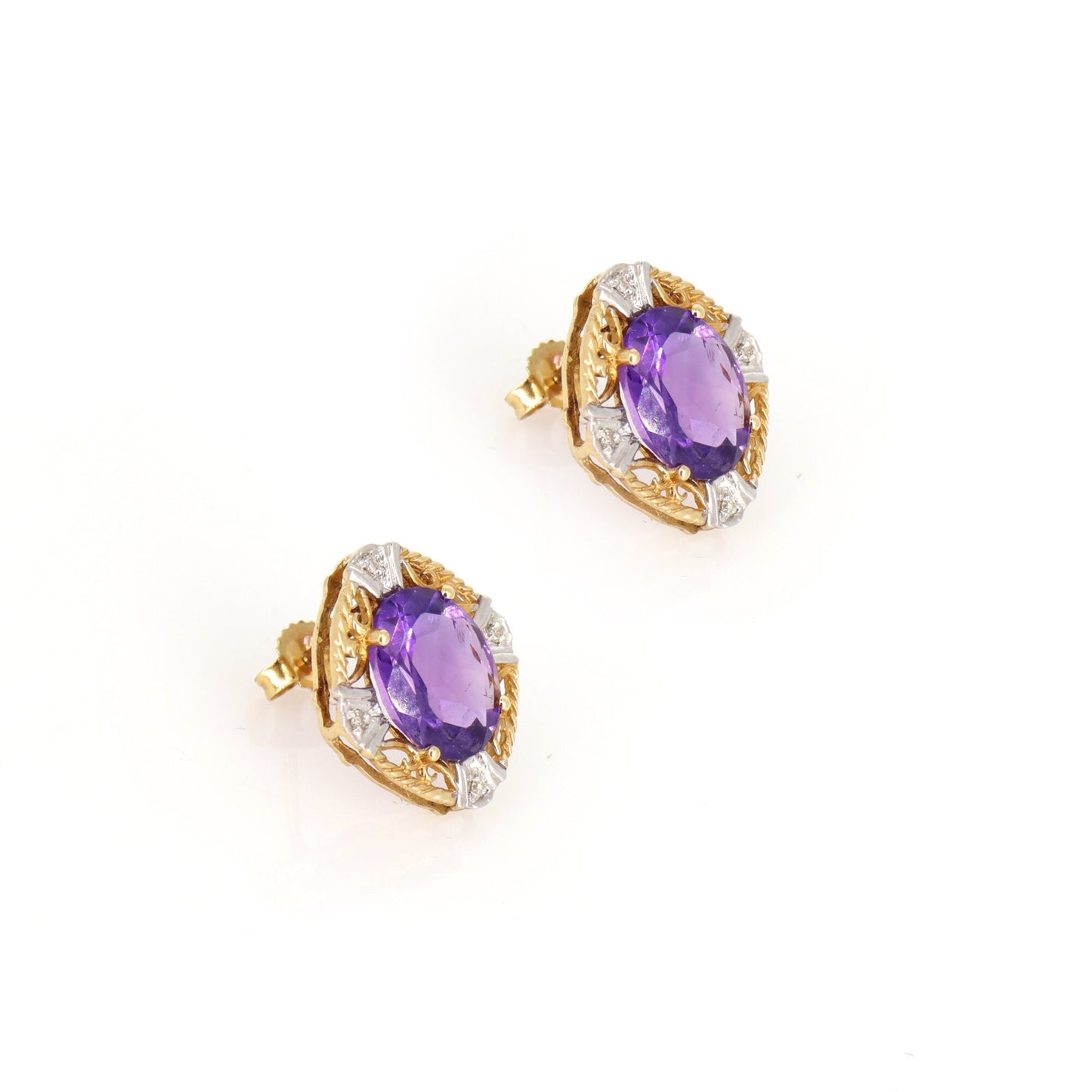 Amethyst Stud Earring 14K Gold