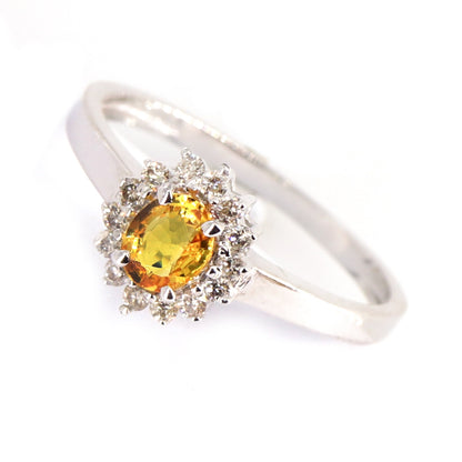 Minimalist White/Yellow Cluster Setting Ring 14K Gold