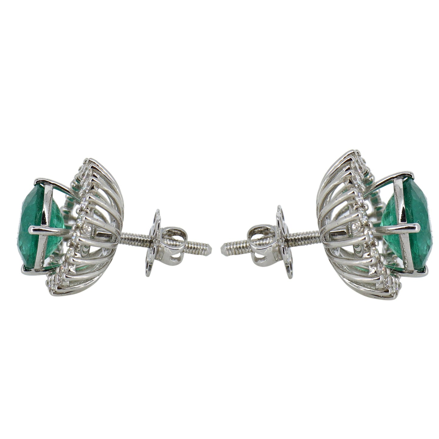 Emerald Cluster Halo Earring 18K Gold