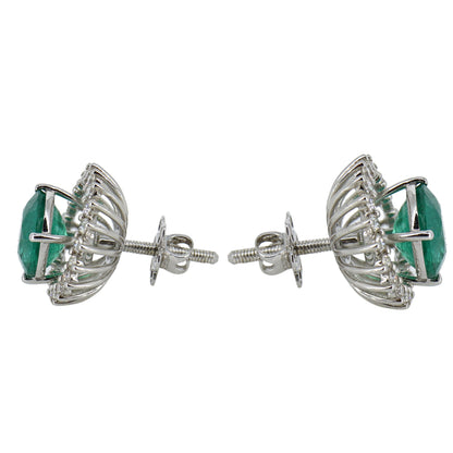 Emerald Cluster Halo Earring 18K Gold